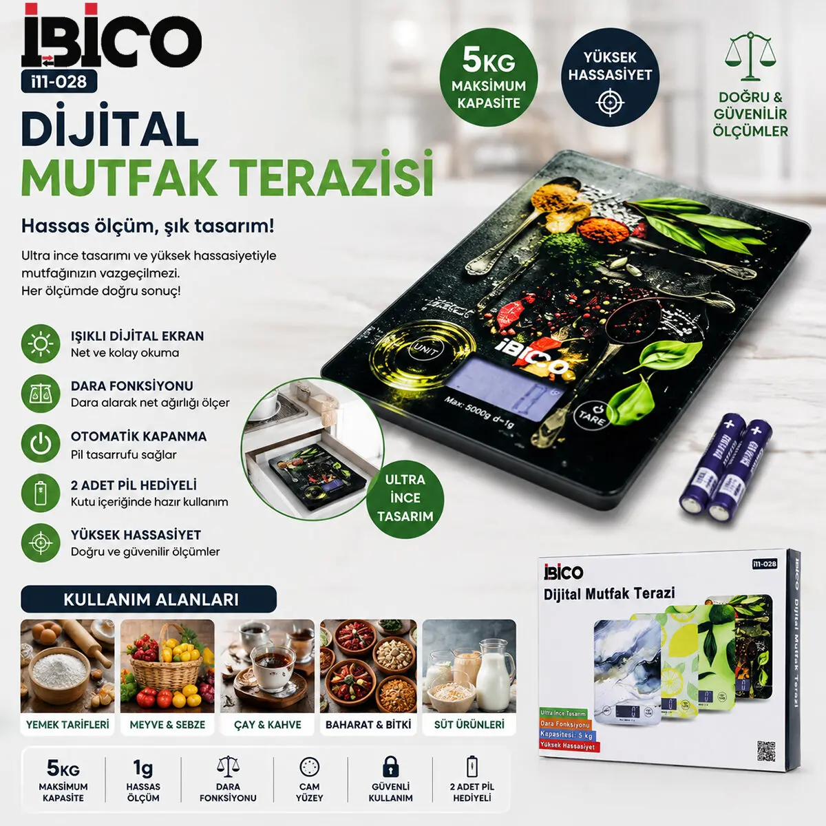 CAM MUTFAK TARTISI TERAZİ LCD EKRAN 5KG/1GR PİLLİ GR/OZ/ML/IB ÖLÇÜM İ11-028 (4745)-2 CAM MUTFAK TARTISI TERAZİ LCD EKRAN 5KG/1GR PİLLİ GR/OZ/ML/IB ÖLÇÜM İ11-028 (4745)-2