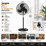 18 İNÇ SANAYİ VANTİLATÖR  3 METAL KANAT: ÇAP:56CM - Y: 140CM - 3 KADEME HIZ   80W (4745)-2