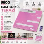 DİJİTAL - PİLLİ RENKLİ CAM BANYO BASKÜL TERAZİ TARTI LCD EKRAN 180KG/50GR 26X26CM İ11-024 (4745)-2