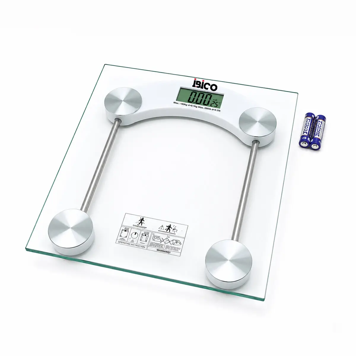 DİJİTAL - PİLLİ KARE BANYO BASKÜL TERAZİ TARTI LCD EKRAN 180KG/0.1G 30X30CM İ11-025 (4745)