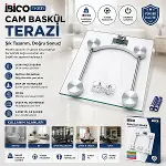 DİJİTAL - PİLLİ KARE BANYO BASKÜL TERAZİ TARTI LCD EKRAN 180KG/0.1G 30X30CM İ11-025 (4745)-2