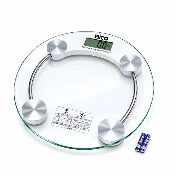 DİJİTAL - PİLLİ YUVARLAK BANYO BASKÜL TERAZİ TARTI LCD EKRAN 180KG/0.1G 30X30CM İ11-026 (4745)