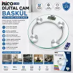 DİJİTAL - PİLLİ YUVARLAK BANYO BASKÜL TERAZİ TARTI LCD EKRAN 180KG/0.1G 30X30CM İ11-026 (4745)-2