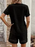 Kadın Kısa Kollu V Yakalı Bluz Ve Short Ikili Takım-4