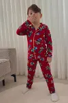 Erkek Çocuk Pamuklu Süet Kumaş2 Desen Gömlek Yaka Uyku Bantlı Düğmeli Uzun Kollu Pijama Takımı-1