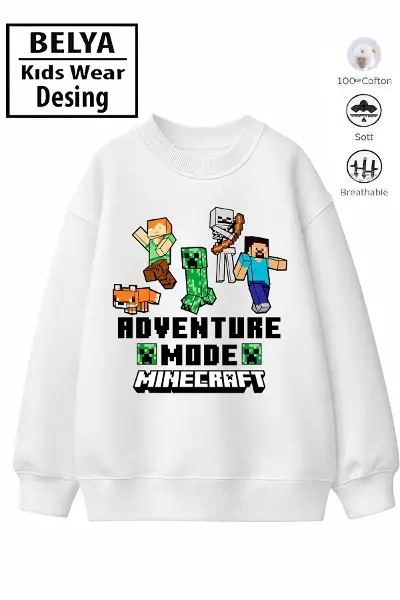 Tam Kalıp Oversize Erkek Çocuk Pamuğa Pamuk 3 İplik Kumaş Min3 Tasarım Sweatshirt