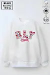 Orjinal Tasarım Kız Çocuk Model Tam Kalıp Oversize 3 İplik Pamuğa Pamuk Kumaş-1
