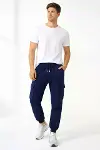 Erkek Jogger Eşofman Altı Regular Fit , Kargo Cepli, Lastikli Paça, Günlük Spor Pantolon - Lacivert-4