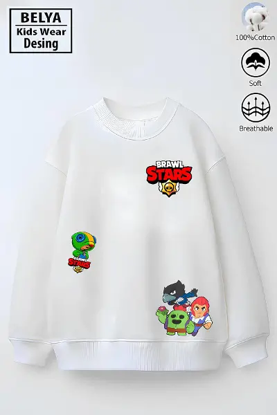 Tam Kalıp Oversize Erkek Çocuk Pamuğa Pamuk 3 İplik Kumaş Star2 Tasarım Sweatshirt