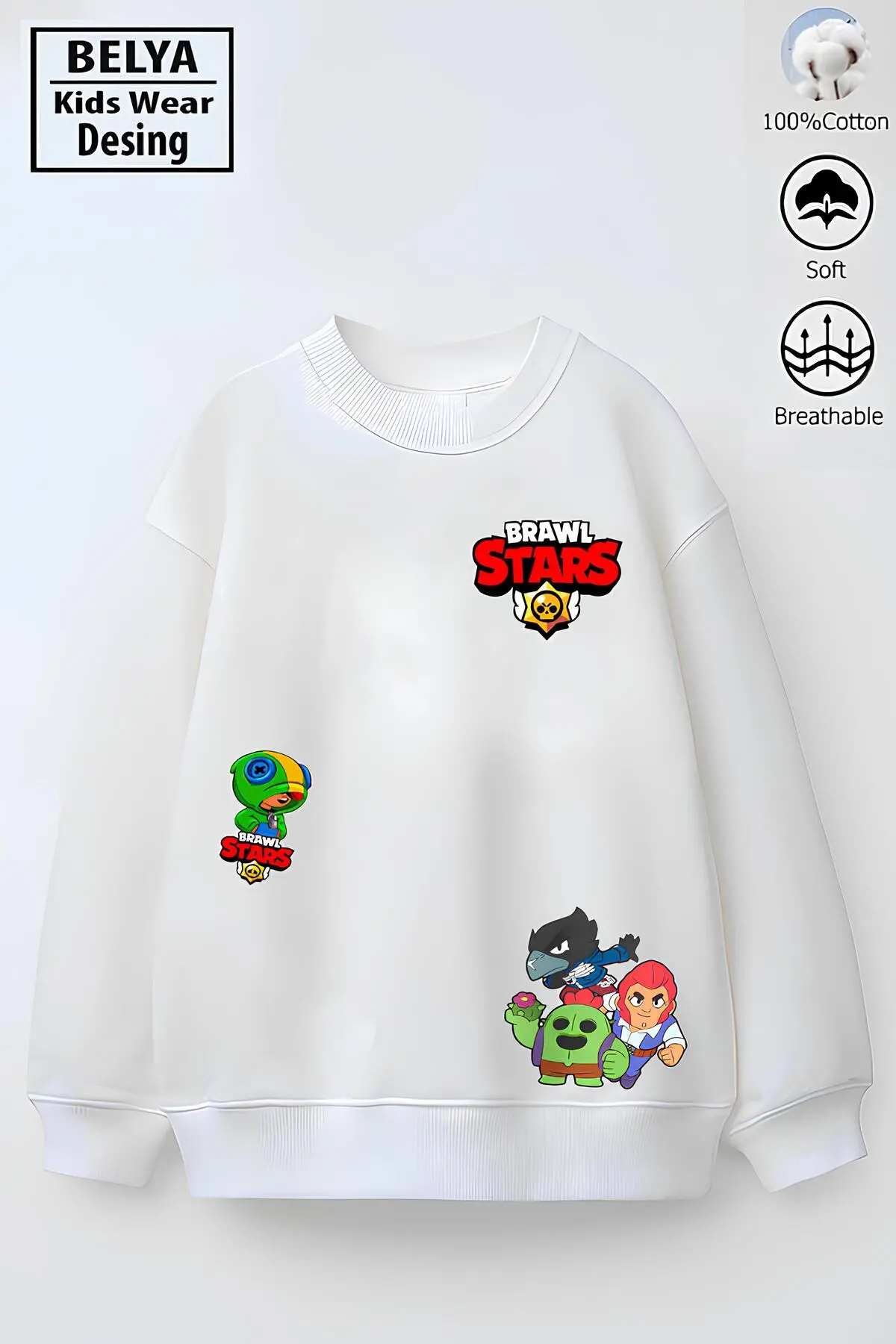Tam Kalıp Oversize Erkek Çocuk Pamuğa Pamuk 3 İplik Kumaş Star2 Tasarım Sweatshirt