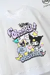 Tam Kalıp Oversize Kız Çocuk Pamuğa Pamuk 3 İplik Kumaş Karakter Tasarım Sweatshirt-2