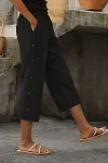 Kadın Yüksel Bel Lastikli Yandan Dügme Detaylı Midi Pantolon-3
