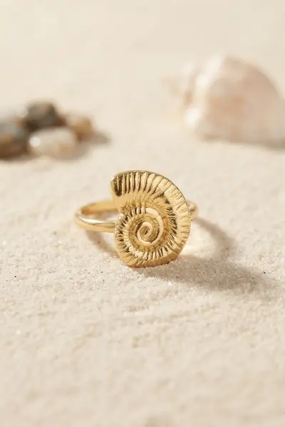 Nautilus Tasarım Gold Renk Kadın Yüzük TJ-BYK4213