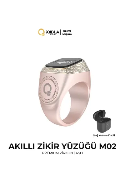 Smart Ring M02-Premium Akıllı Zikir Yüzüğü Altın Gül Renk 20mm