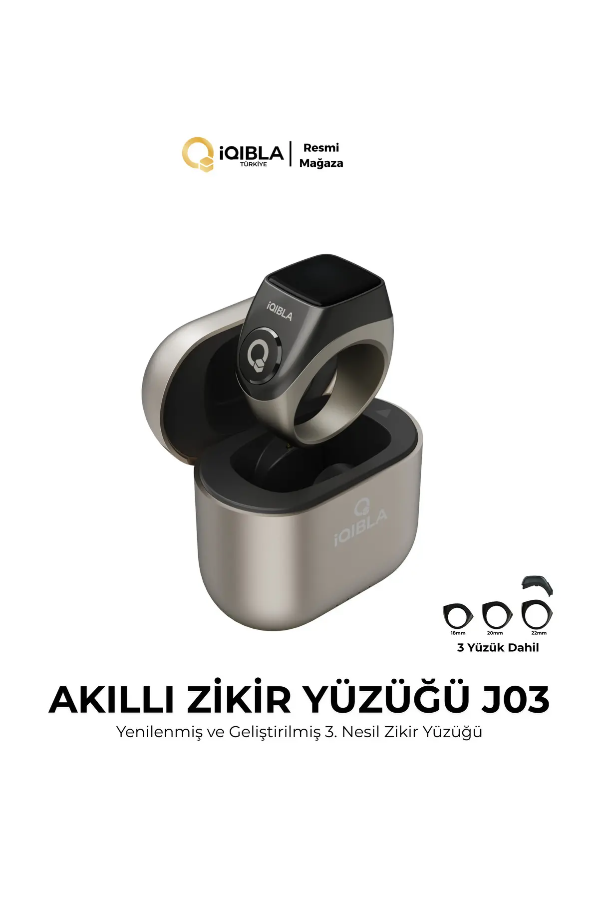 Smart Ring J03 Pro Akıllı Zikir Yüzüğü Titanyum Gri Renk