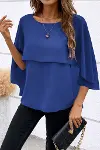 Kadın Kısa Kollu Yuvarlak Yakalı Geniş Kesimli Yarasa Kollu Sandy Bluz-4