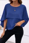 Kadın Kısa Kollu Yuvarlak Yakalı Geniş Kesimli Yarasa Kollu Sandy Bluz-1