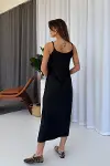 Kadın Askılı Yanlardan Yırtmaçlı Viskon Elbise-2