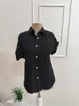 Kadın Kısa Kollu Yakalı önü Düğmeli Müslim Gömlek-4