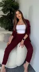 Kadın Atlas Kumaş Ceket Pantolon Takım-3