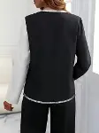 Kadın Uzun Kollu V Yakalı Pul Payet Işlemeli Ithal Krep Bluz-4