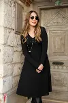 Kadın Uzun Kollu V Yakalı Salaş Midi Akrilik Elbise-3