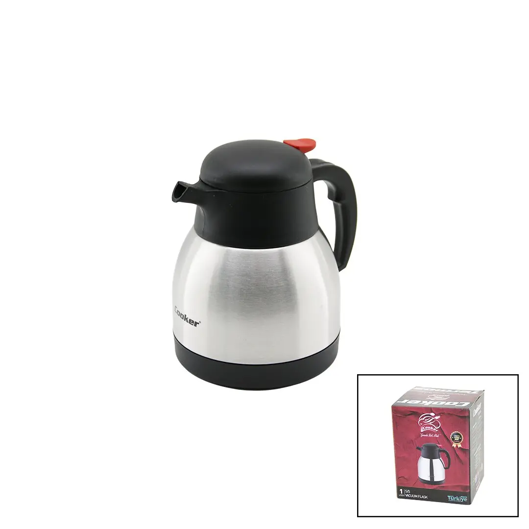 1LT  304 ÇELİK TERMOS INOX SERİSİ 12 SAAT SICAK - 24 SAAT SOĞUK ÇİFT CONTALI KAPAK CKR-2035 (4745)
