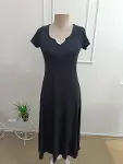 Kadın Kısa Kollu V Yakalı Uzun Viskon Elbise-4