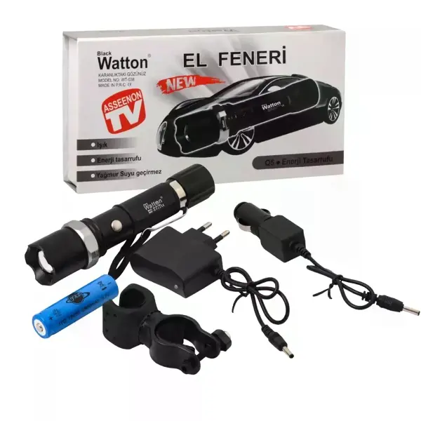 Zoomlu Şarjlı El Feneri En Uygun Fiyata Wt-038