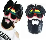 Rasta Peruklu Rasta Sakallı Bob Marley Bıyıklı Parti Gözlüğü 27x18 cm-2