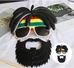 Rasta Peruklu Rasta Sakallı Bob Marley Bıyıklı Parti Gözlüğü 27x18 cm-4