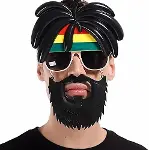 Rasta Peruklu Rasta Sakallı Bob Marley Bıyıklı Parti Gözlüğü 27x18 cm-1