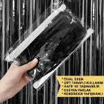 Siyah Renk Ekstra Metalize Parlak Saçaklı Arka Fon Perde İthal A Kalite 1x2 Metre-5