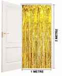 Altın Gold Renk Ekstra Metalize Parlak Saçaklı Arka Fon Perde İthal A Kalite 1x2 Metre-4