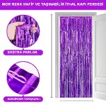 Mor Renk Ekstra Metalize Parlak Saçaklı Arka Fon Perde İthal A Kalite 1x2 Metre-1