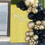 Ekstra Metalize Altın Renk Disko Dikdörtgen Kesim Kapı Perdesi Dekorasyon 1x2 Metre-3