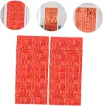 Ekstra Metalize Kırmızı Renk Disko Dikdörtgen Kesim Kapı Perdesi Dekorasyon 1x2 Metre-3