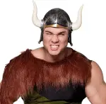 Mega Boynuzlu Viking Ivar Kaskı Eskitilmiş Desen Gümüş Renk-1