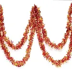 Kırmızı Altın Renk 4 cm Genişlik Garland Çift Renk Sim Süs 180 cm-3