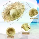 Tropikal Parti Naturel Hasır Hawaii Şapkası 13x36 cm-5