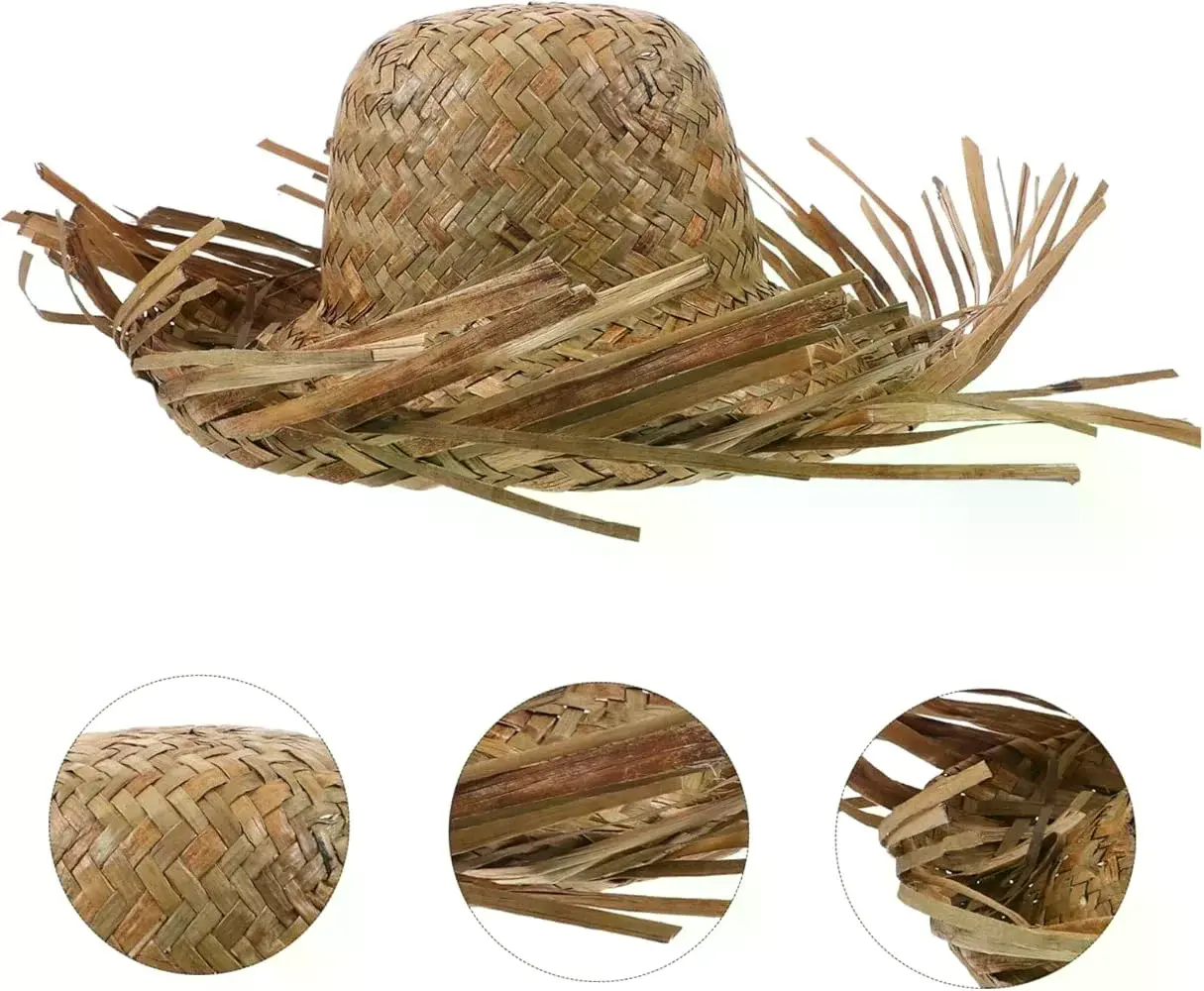 Tropikal Parti Naturel Hasır Hawaii Şapkası 13x36 cm