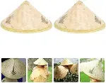 Naturel Renk Cambodia Kamboçyalı Vietnam Şapkası PVC Hasır-5
