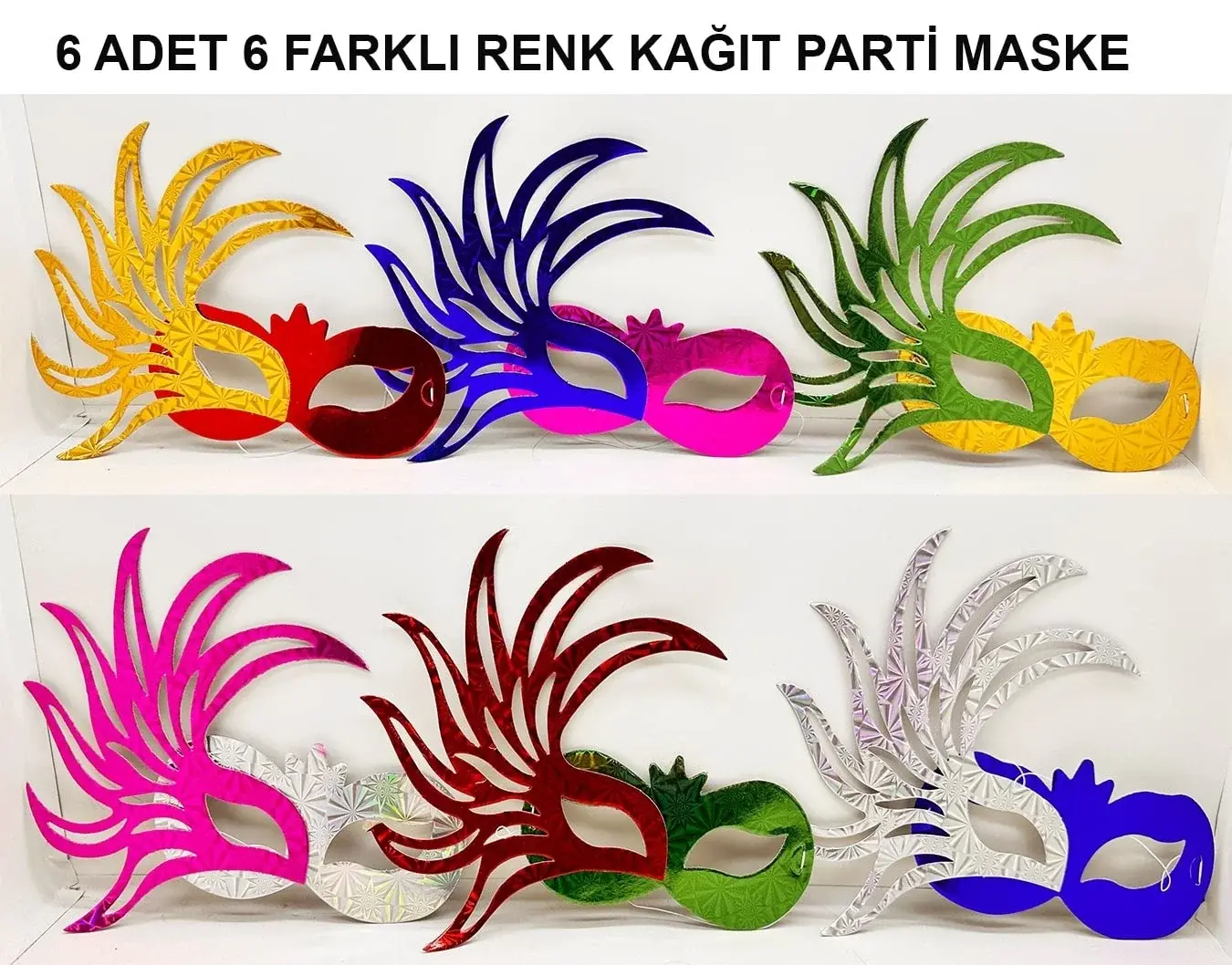 639lı Renkli Balo Maskesi Seti | Karton  Lastikli (yetişkin-çocuk Uyumlu)