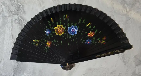 Bambu Çift Taraflı Siyah Yelpaze 12'li Paket