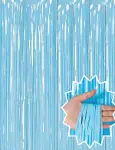 Soft Mavi Püsküllü Kapı Perdesi - Parti, Baby Shower, Sünnet Süsü, Cinsiyet Partisi 1x2 m-1