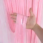 Soft Pembe Püsküllü Kapı Perdesi - Parti, Baby Shower, Cinsiyet Partisi 1x2 m-2