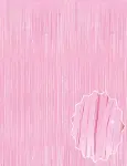 Soft Pembe Püsküllü Kapı Perdesi - Parti, Baby Shower, Cinsiyet Partisi 1x2 m-1