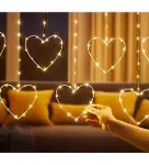 Kalpli Perde LED Işıklar, Sevgililer Günü Romantik LED Aydınlatma-2