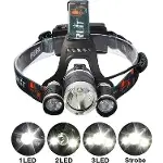 Boruit T6 Kafa Feneri 5000 Lumens 3Xcree Xm-T6+2R5 Lamba Led Kamp Lambası-1