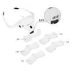 5 Lens 1.0x3.5x, 2led Işıklı  Ile Ayarlanabilir Gözlük Büyüteç9892b2-3